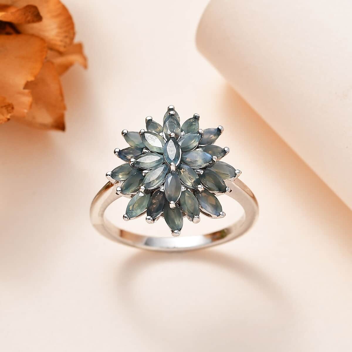 Easter Deal Narsipatnam Alexandrite Floral Spray Ring in Platinum Over Sterling Silver (Size 9.0) 1.90 ctw image number 1