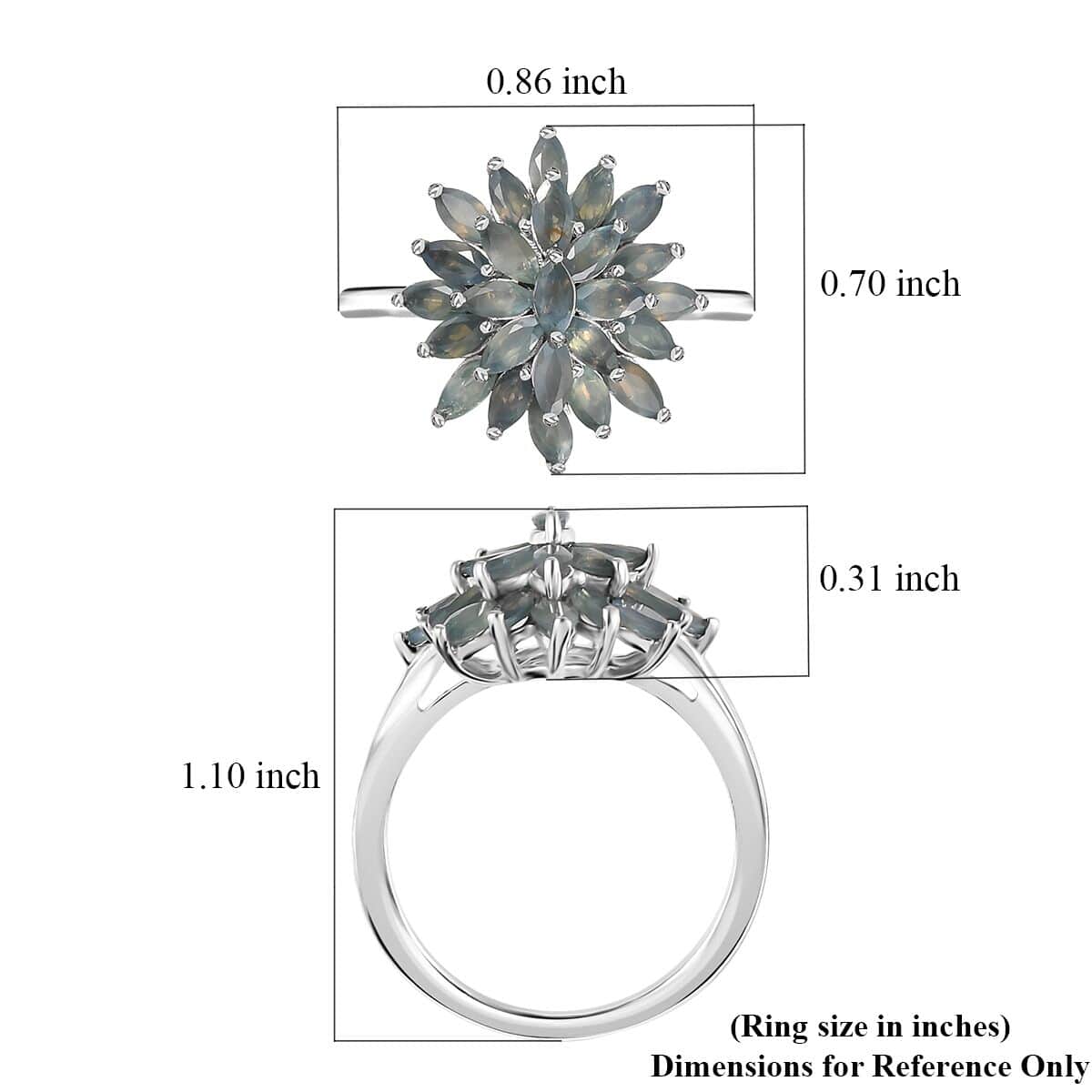 Easter Deal Narsipatnam Alexandrite Floral Spray Ring in Platinum Over Sterling Silver (Size 9.0) 1.90 ctw image number 5