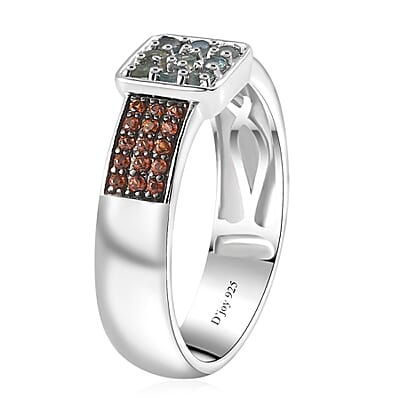 Narsipatnam Alexandrite and Brown Zircon Ring in Platinum Over Sterling Silver (Size 10.0) 0.70 ctw