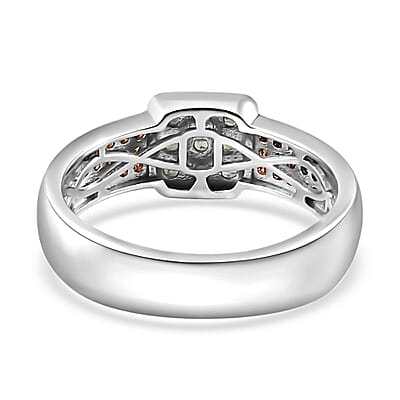 Narsipatnam Alexandrite and Brown Zircon Ring in Platinum Over Sterling Silver (Size 10.0) 0.70 ctw