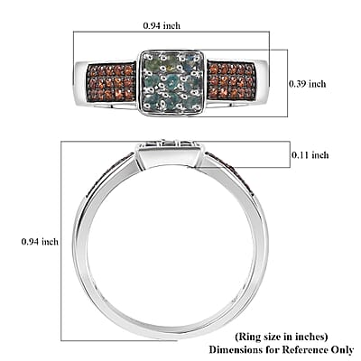 Narsipatnam Alexandrite and Brown Zircon Ring in Platinum Over Sterling Silver (Size 10.0) 0.70 ctw