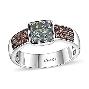 Narsipatnam Alexandrite and Brown Zircon Ring in Platinum Over Sterling Silver (Size 7.0) 0.70 ctw