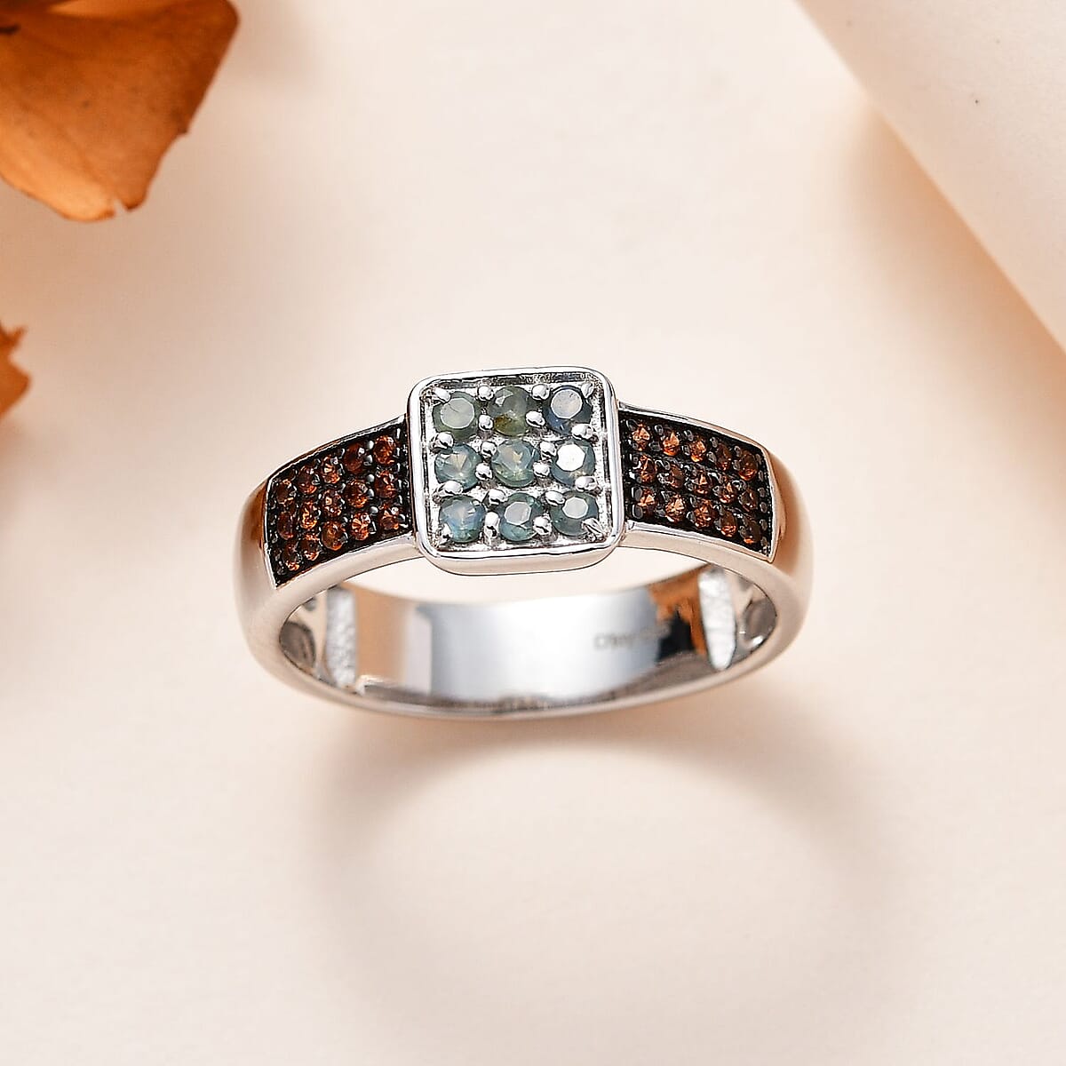 Narsipatnam Alexandrite and Brown Zircon Ring in Platinum Over Sterling Silver (Size 7.0) 0.70 ctw image number 1