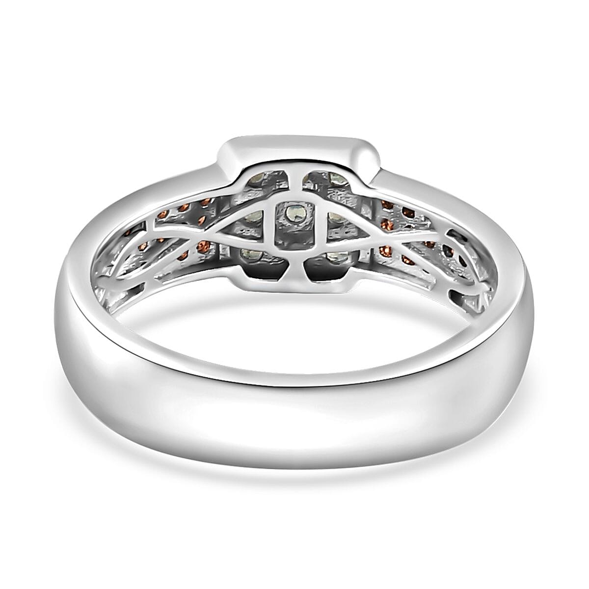 Narsipatnam Alexandrite and Brown Zircon Ring in Platinum Over Sterling Silver (Size 7.0) 0.70 ctw image number 4
