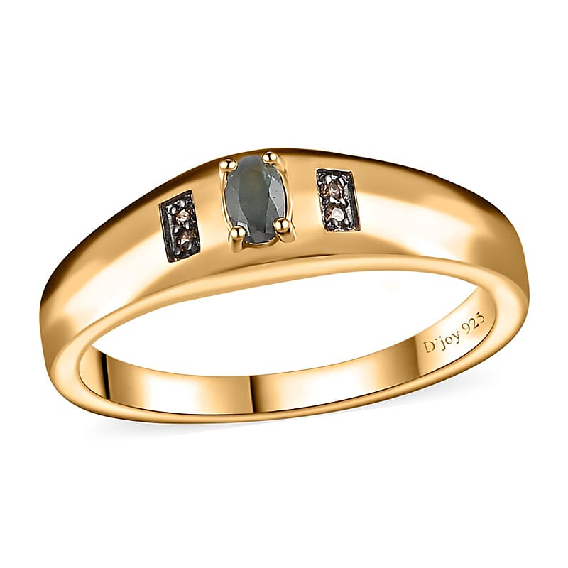 Narsipatnam Alexandrite and Brown Zircon Men's Ring in Vermeil Yellow Gold Over Sterling Silver (Size 10.0) 0.30 ctw