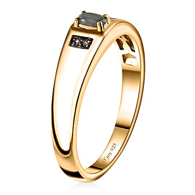 Narsipatnam Alexandrite and Brown Zircon Men's Ring in Vermeil Yellow Gold Over Sterling Silver (Size 10.0) 0.30 ctw