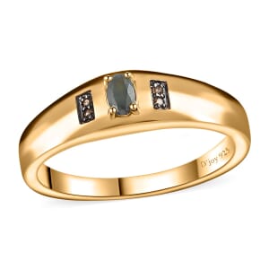 Narsipatnam Alexandrite and Brown Zircon Men's Ring in Vermeil Yellow Gold Over Sterling Silver (Size 12.0) 0.30 ctw