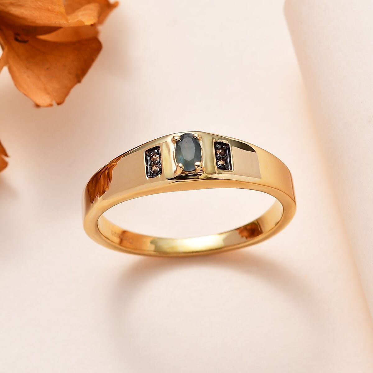 Narsipatnam Alexandrite and Brown Zircon Men's Ring in Vermeil Yellow Gold Over Sterling Silver (Size 12.0) 0.30 ctw image number 1