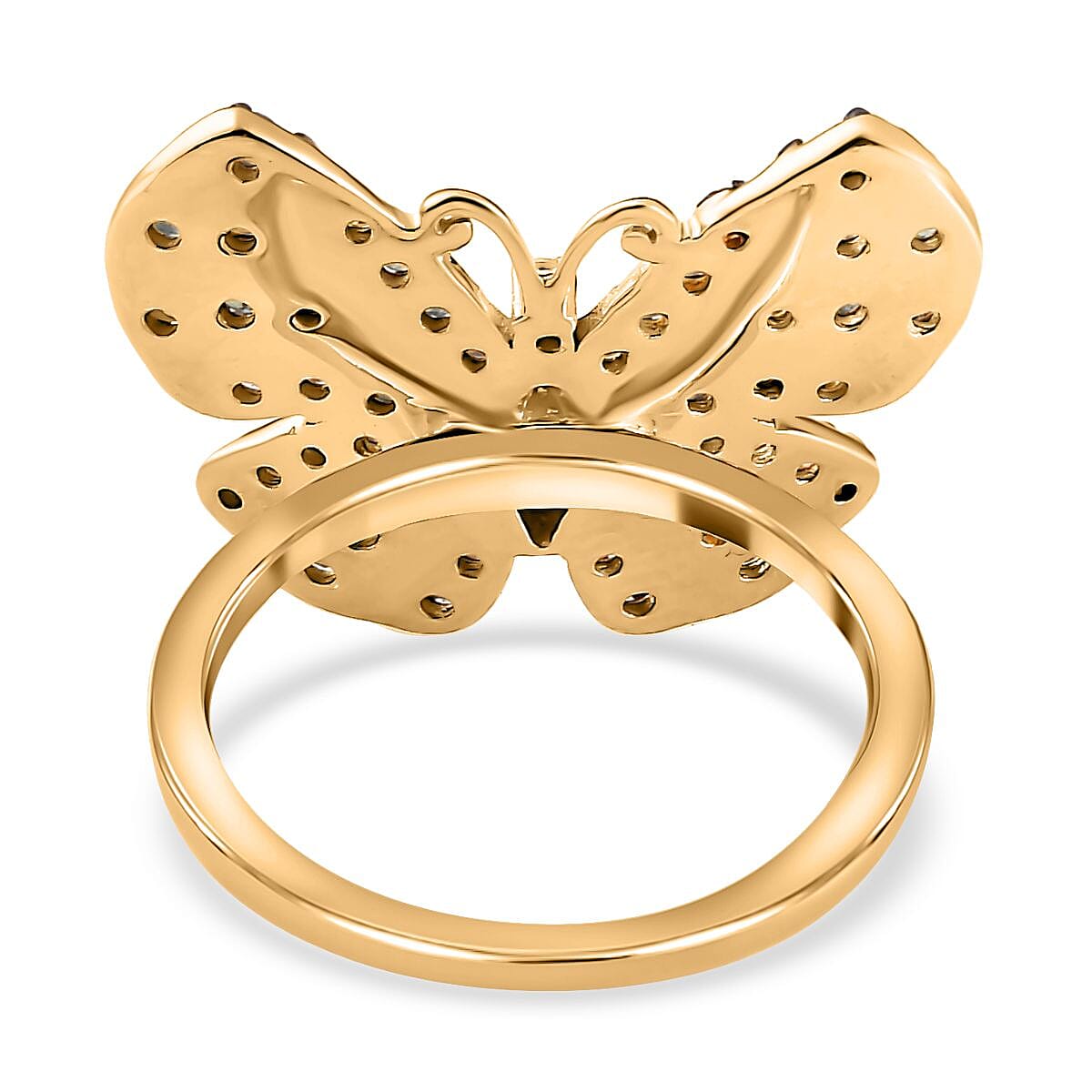 Narsipatnam Alexandrite and White Zircon Butterfly Ring in Vermeil Yellow Gold Over Sterling Silver (Size 10.0) 1.25 ctw