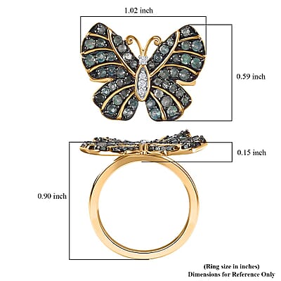 Narsipatnam Alexandrite and White Zircon Butterfly Ring in Vermeil Yellow Gold Over Sterling Silver (Size 10.0) 1.25 ctw