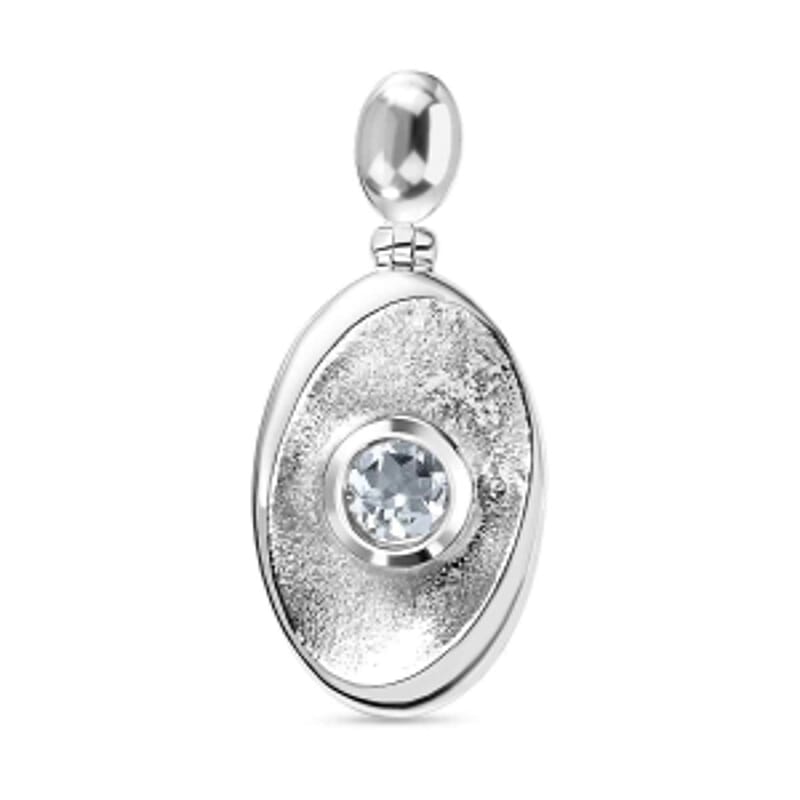 Mangoro Aquamarine Fancy 0.45 ctw Pendant in Rhodium Over Sterling Silver
