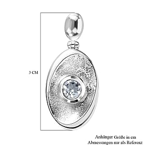 Mangoro Aquamarine Fancy 0.45 ctw Pendant in Rhodium Over Sterling Silver