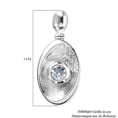 Mangoro Aquamarine Fancy 0.45 ctw Pendant in Rhodium Over Sterling Silver