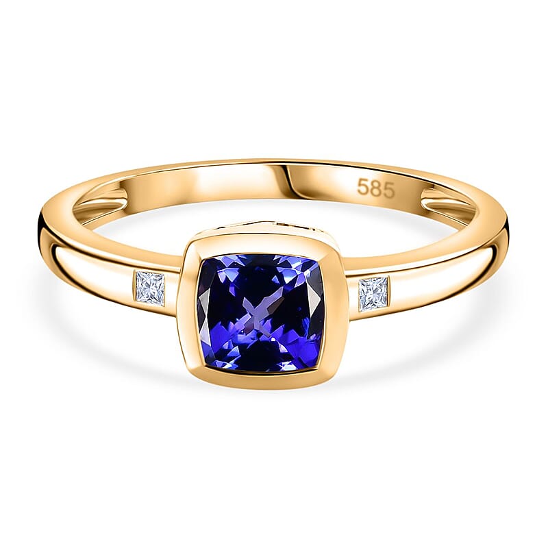 AAA Tanzanite and Diamond I2 1.19 ctw Solitaire Ring in 14K Yellow Gold (Size 8.0)
