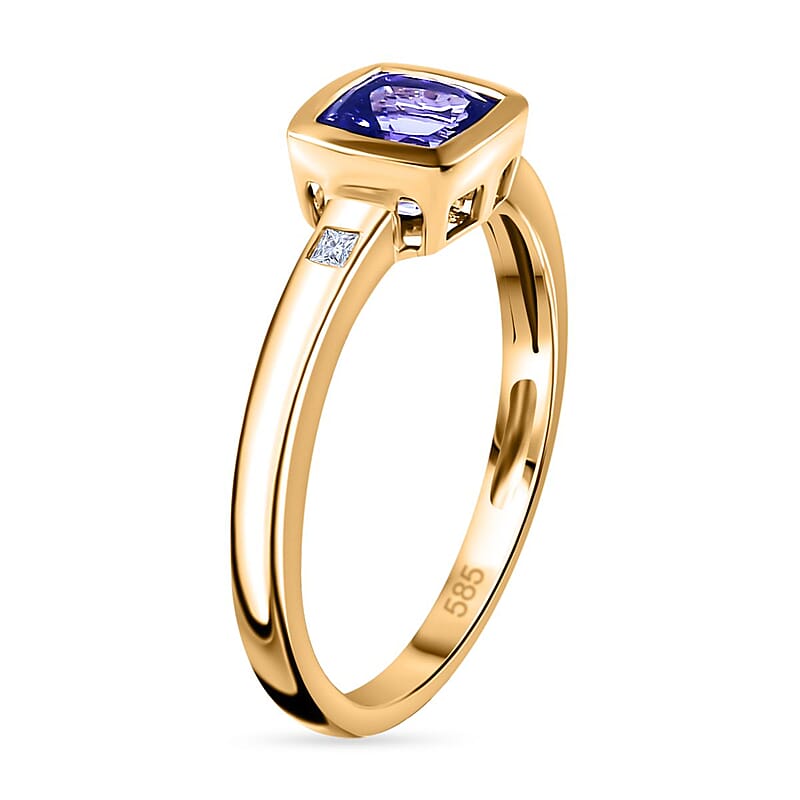 AAA Tanzanite and Diamond I2 1.19 ctw Solitaire Ring in 14K Yellow Gold (Size 8.0)