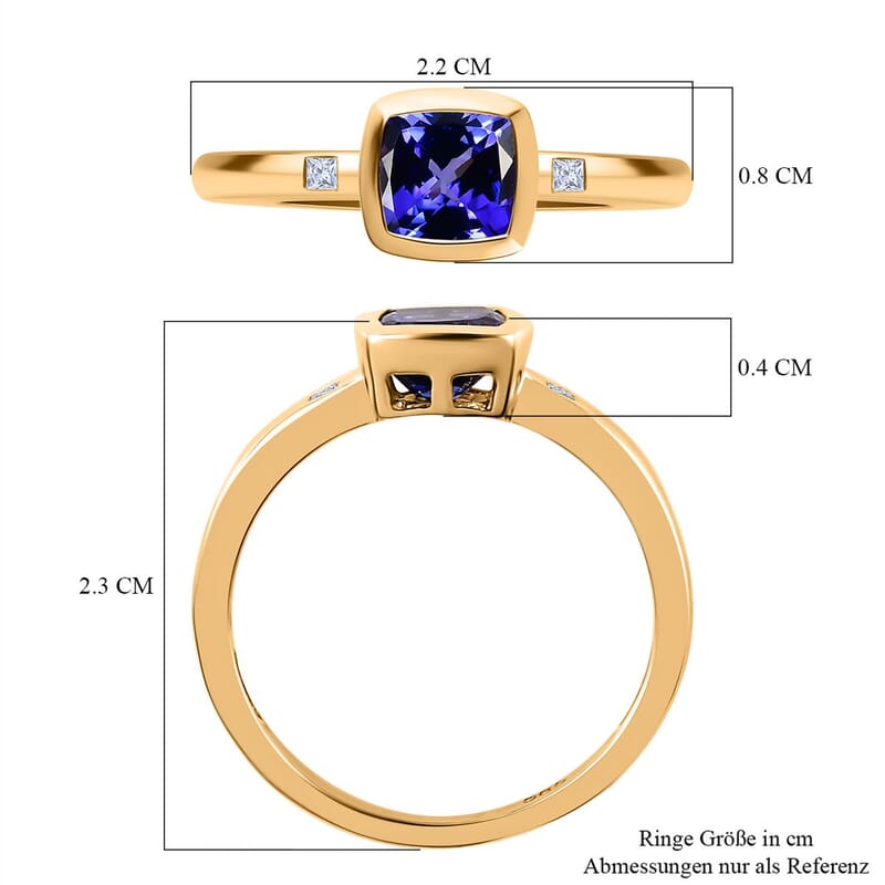 AAA Tanzanite and Diamond I2 1.19 ctw Solitaire Ring in 14K Yellow Gold (Size 8.0)