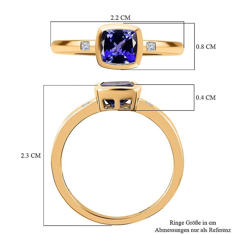 AAA Tanzanite and Diamond I2 1.19 ctw Solitaire Ring in 14K Yellow Gold (Size 8.0)