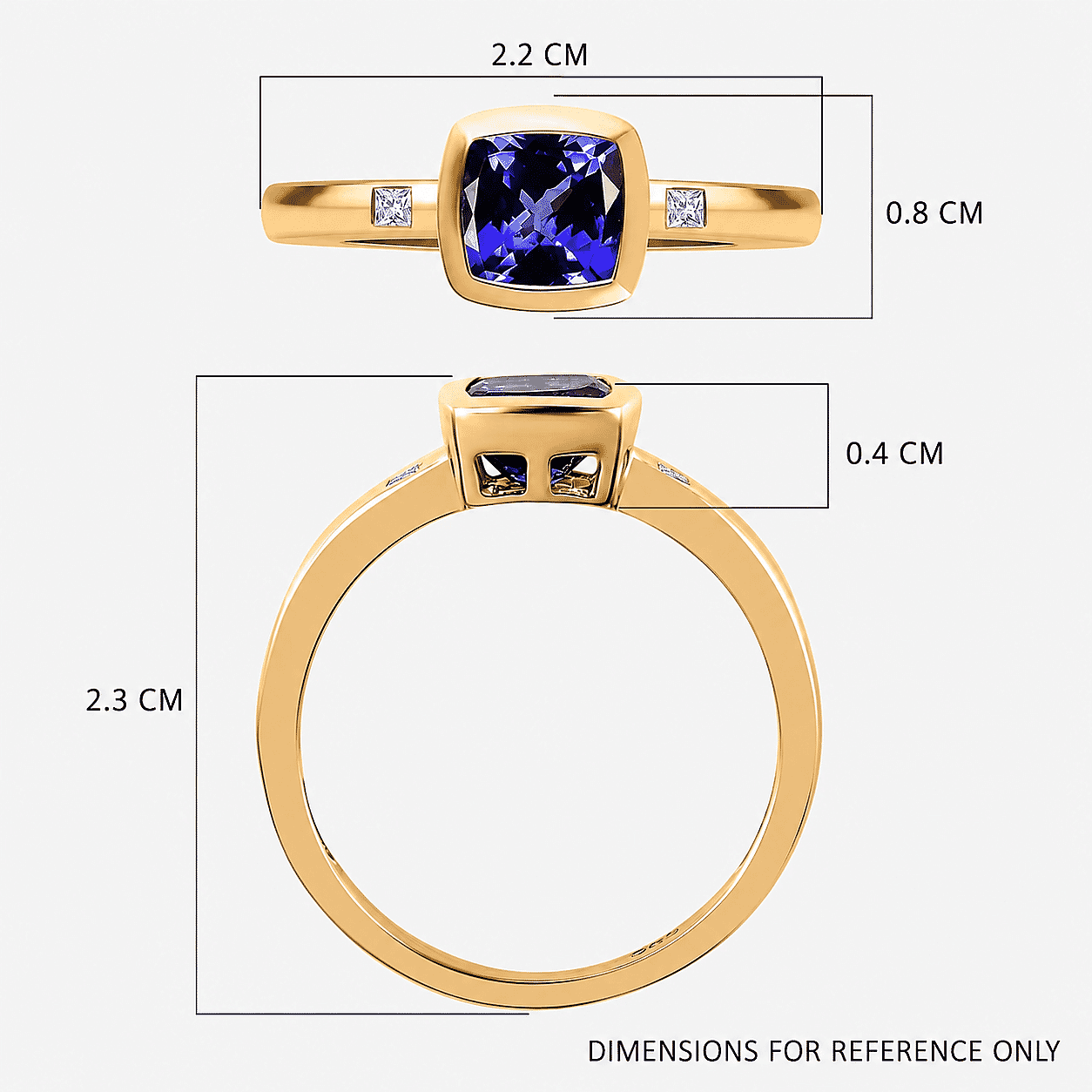 AAA Tanzanite and Diamond I2 1.19 ctw Solitaire Ring in 14K Yellow Gold (Size 8.0)