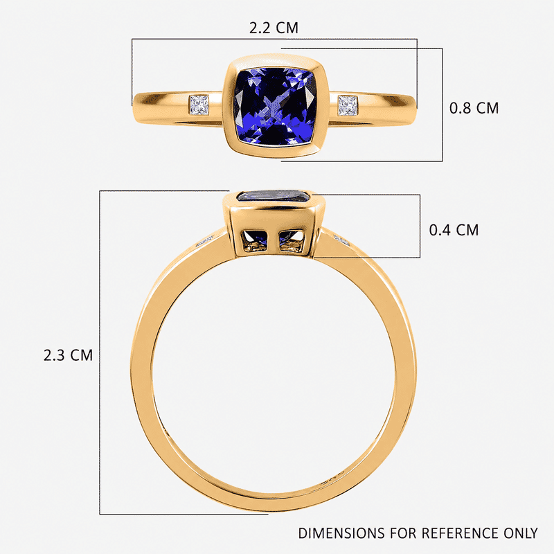 AAA Tanzanite and Diamond I2 1.19 ctw Solitaire Ring in 14K Yellow Gold (Size 8.0)