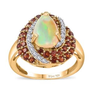 Premiun Ethiopian Welo Opal and Multi Gemstone Ring in Vermeil Yellow Gold Over Sterling Silver (Size 6.0) 2.65 ctw
