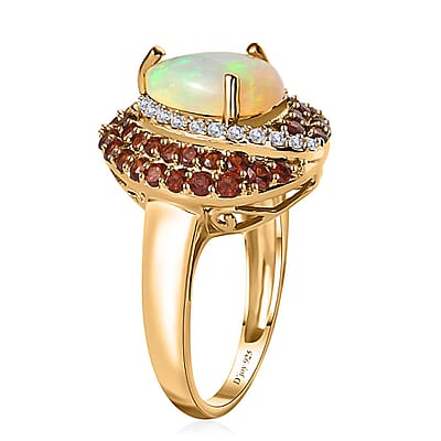 Premiun Ethiopian Welo Opal and Multi Gemstone Ring in Vermeil Yellow Gold Over Sterling Silver (Size 6.0) 2.65 ctw