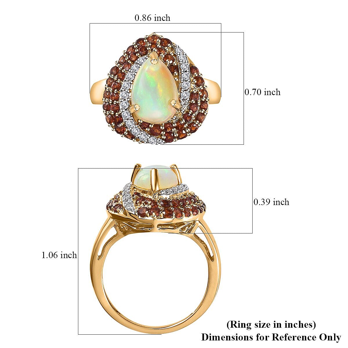 Premiun Ethiopian Welo Opal and Multi Gemstone Ring in Vermeil Yellow Gold Over Sterling Silver (Size 6.0) 2.65 ctw