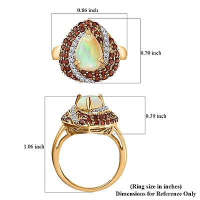 Premiun Ethiopian Welo Opal and Multi Gemstone Ring in Vermeil Yellow Gold Over Sterling Silver (Size 6.0) 2.65 ctw