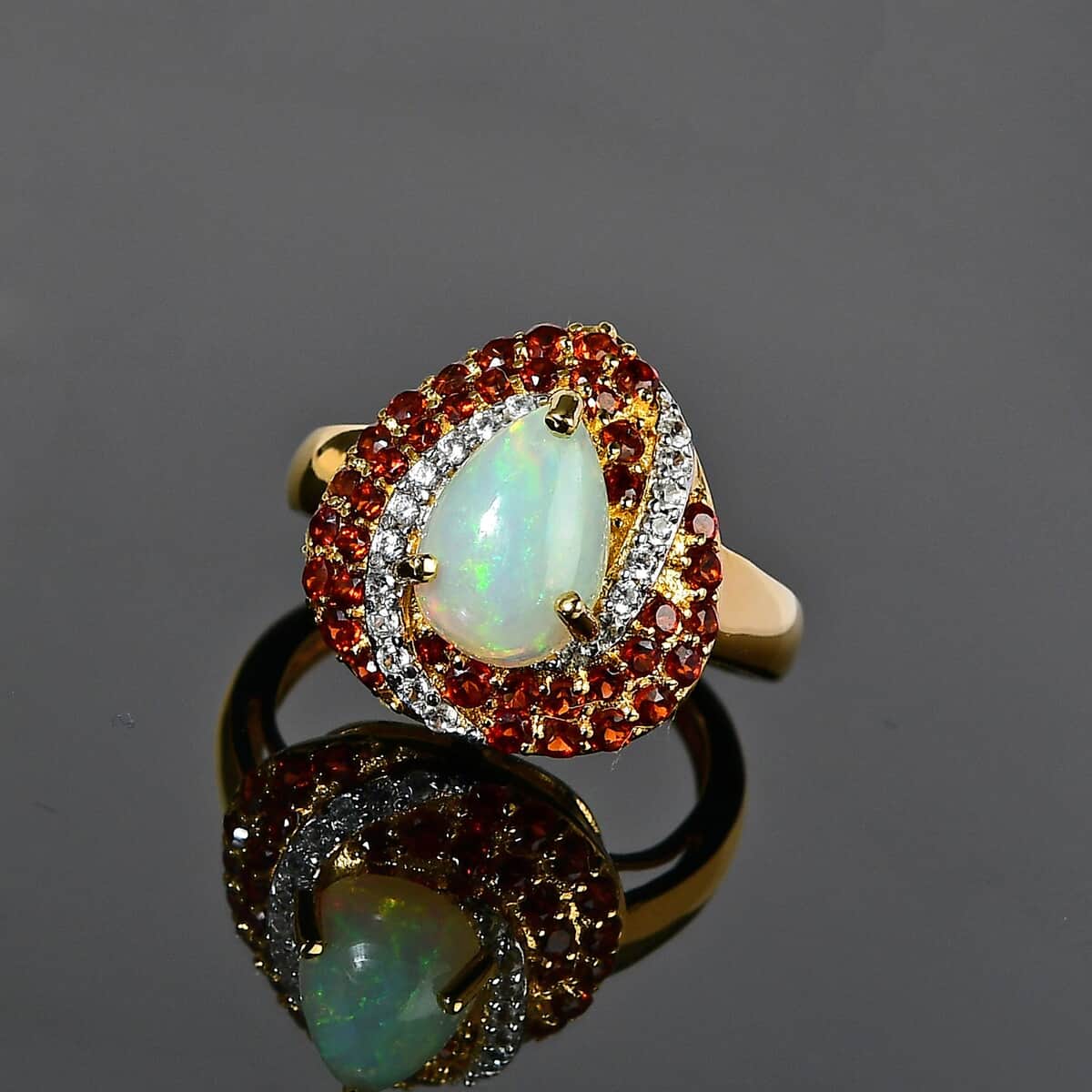 Premiun Ethiopian Welo Opal and Multi Gemstone Ring in Vermeil Yellow Gold Over Sterling Silver (Size 7.0) 2.65 ctw image number 2