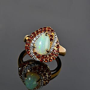 Premiun Ethiopian Welo Opal and Multi Gemstone Ring in Vermeil Yellow Gold Over Sterling Silver (Size 7.0) 2.65 ctw