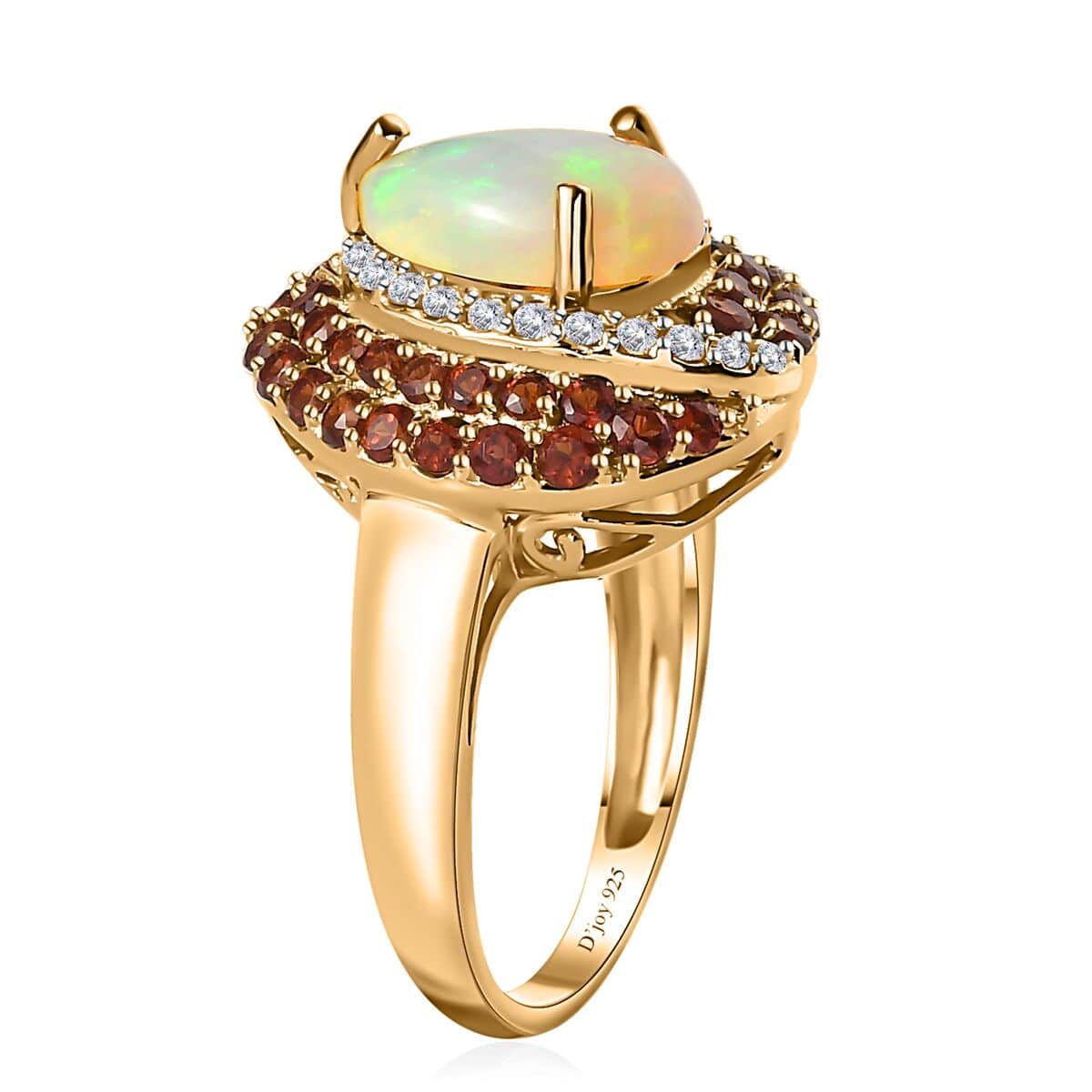 Premiun Ethiopian Welo Opal and Multi Gemstone Ring in Vermeil Yellow Gold Over Sterling Silver (Size 7.0) 2.65 ctw image number 4