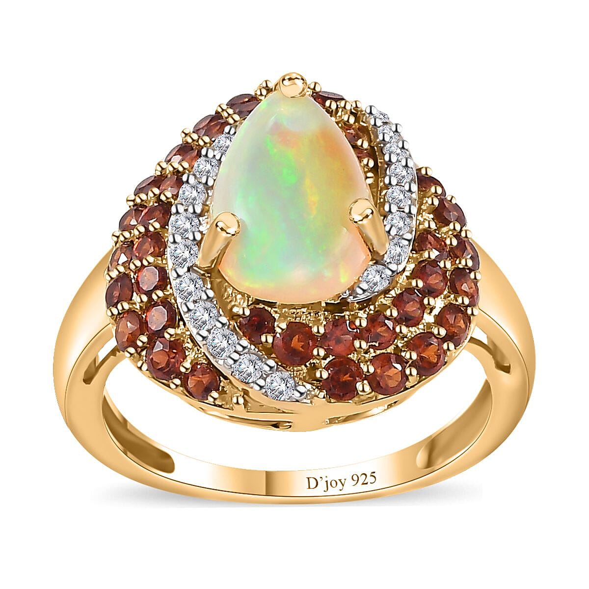 Premiun Ethiopian Welo Opal and Multi Gemstone Ring in Vermeil Yellow Gold Over Sterling Silver (Size 8.0) 2.65 ctw image number 0