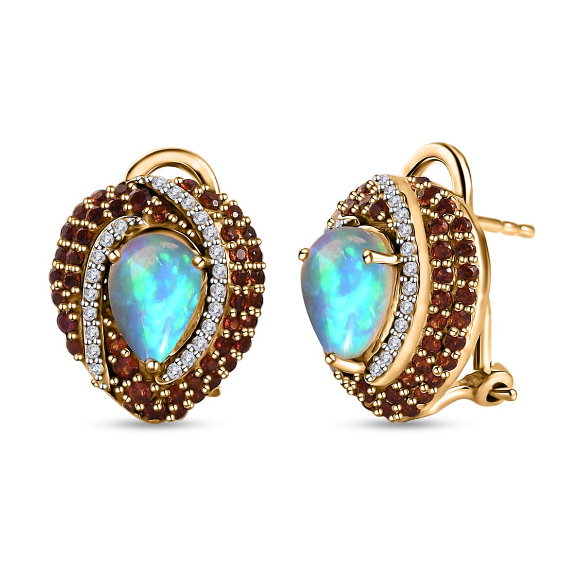 Premium Ethiopian Welo Opal and Multi Gemstone Earrings in Vermeil Yellow Gold Over Sterling Silver 3.15 ctw image number 0