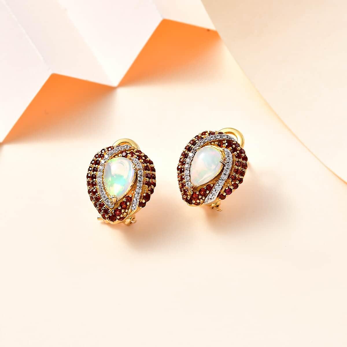 Premium Ethiopian Welo Opal and Multi Gemstone Earrings in Vermeil Yellow Gold Over Sterling Silver 3.15 ctw image number 1
