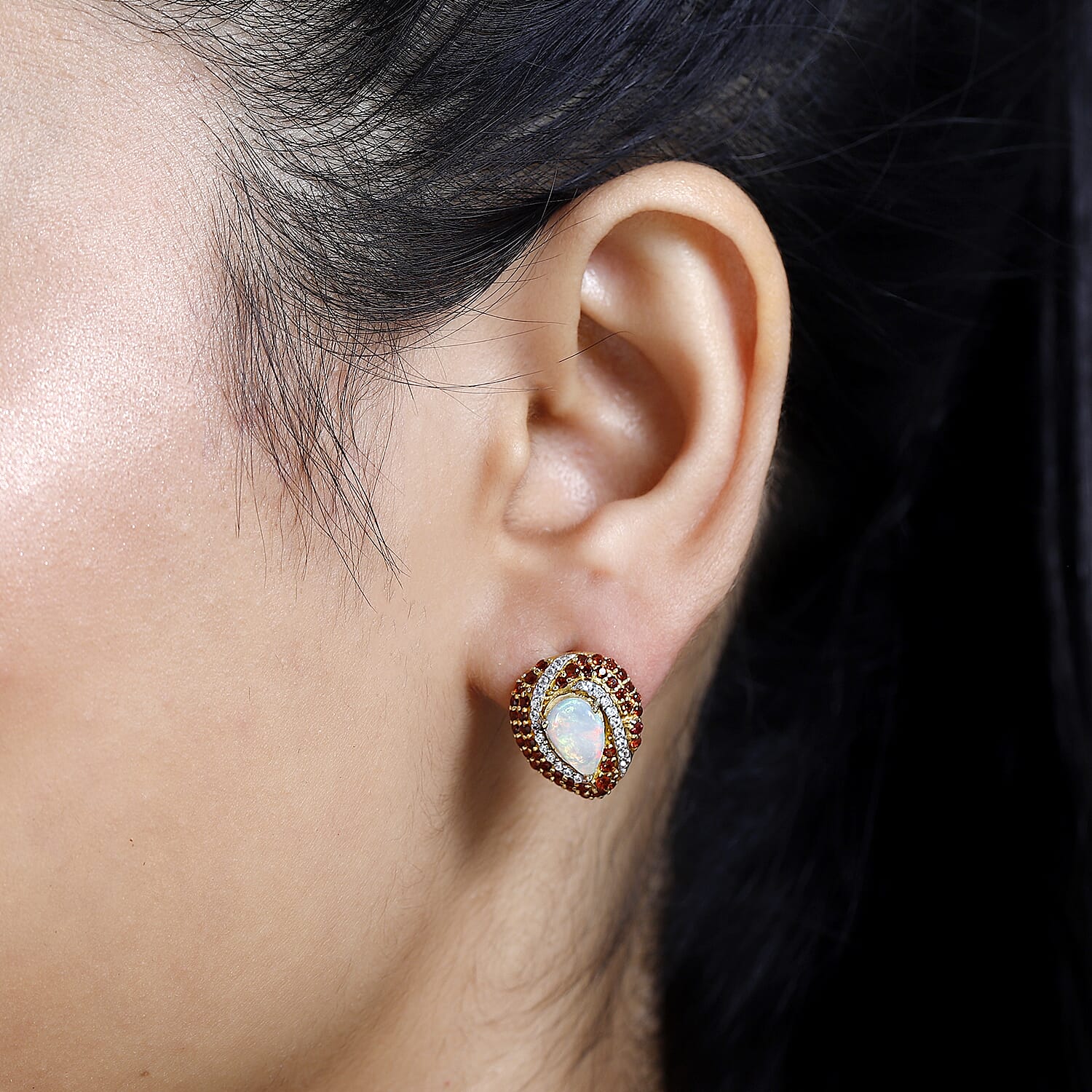 Premium Ethiopian Welo Opal and Multi Gemstone Earrings in Vermeil Yellow Gold Over Sterling Silver 3.15 ctw