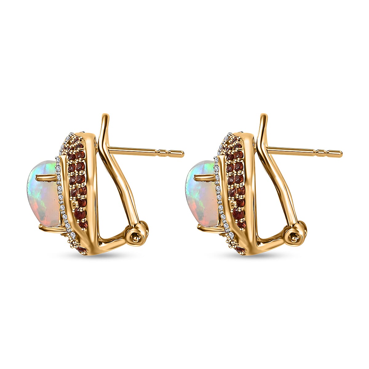 Premium Ethiopian Welo Opal and Multi Gemstone Earrings in Vermeil Yellow Gold Over Sterling Silver 3.15 ctw