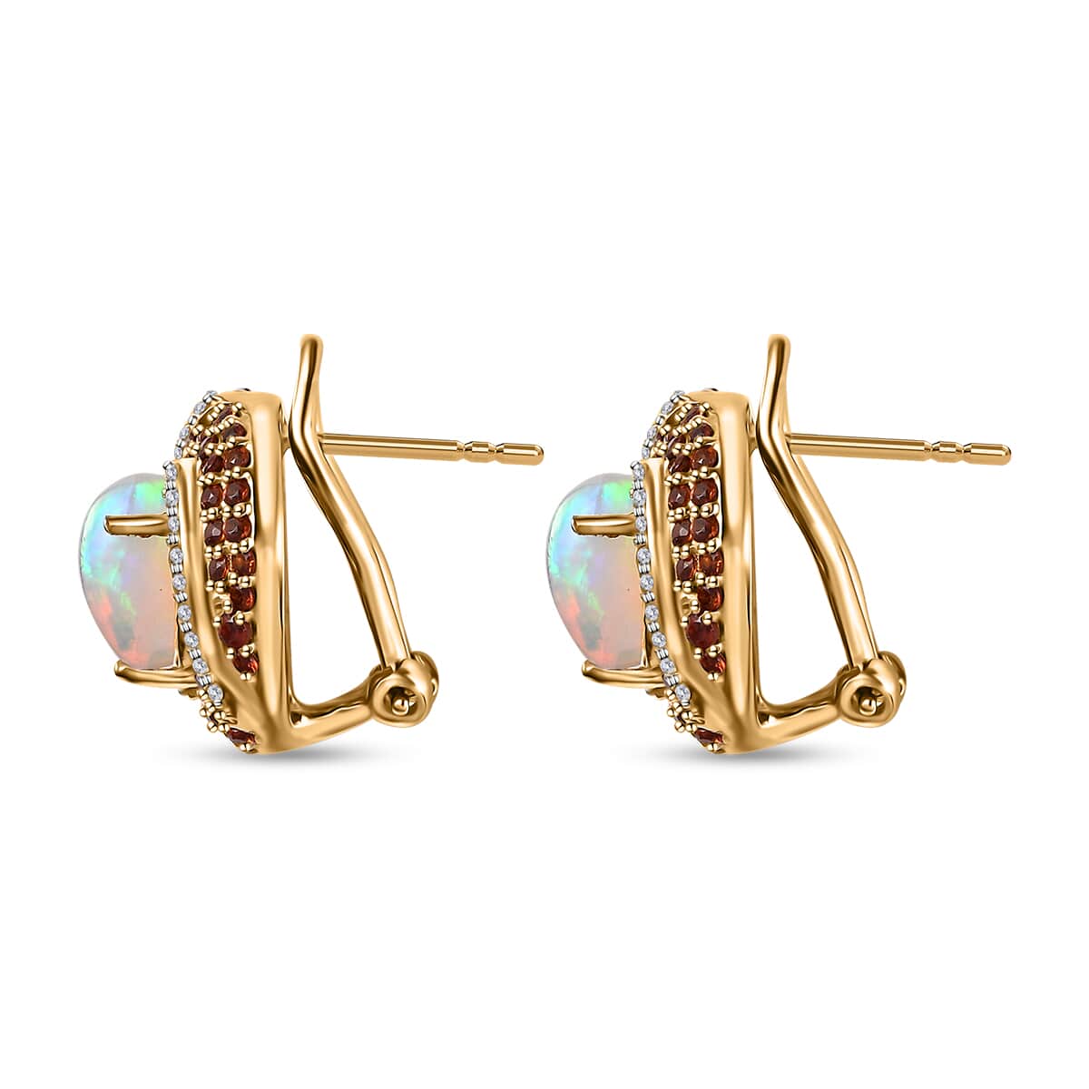 Premium Ethiopian Welo Opal and Multi Gemstone Earrings in Vermeil Yellow Gold Over Sterling Silver 3.15 ctw image number 4