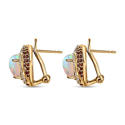Premium Ethiopian Welo Opal and Multi Gemstone Earrings in Vermeil Yellow Gold Over Sterling Silver 3.15 ctw