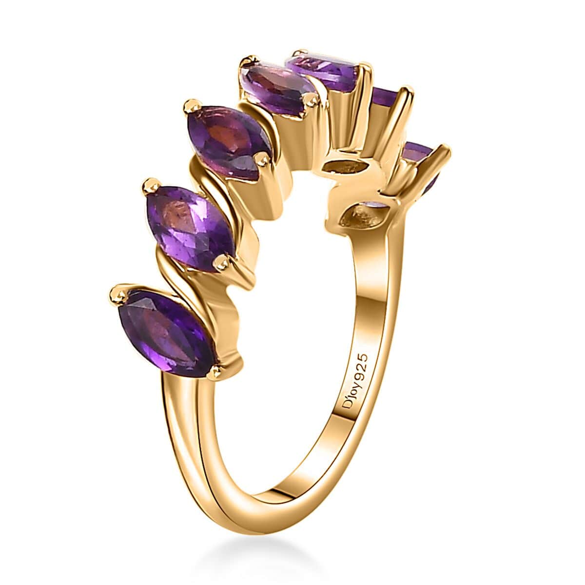 African Amethyst 7 Stone Ring in Vermeil Yellow Gold Over Sterling Silver (Size 10.0) 2.00 ctw image number 3
