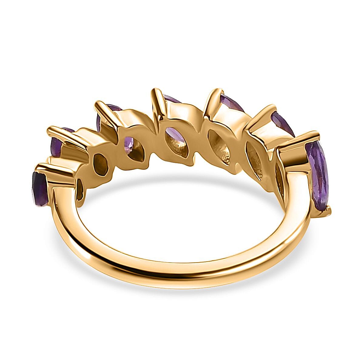 African Amethyst 7 Stone Ring in Vermeil Yellow Gold Over Sterling Silver (Size 10.0) 2.00 ctw