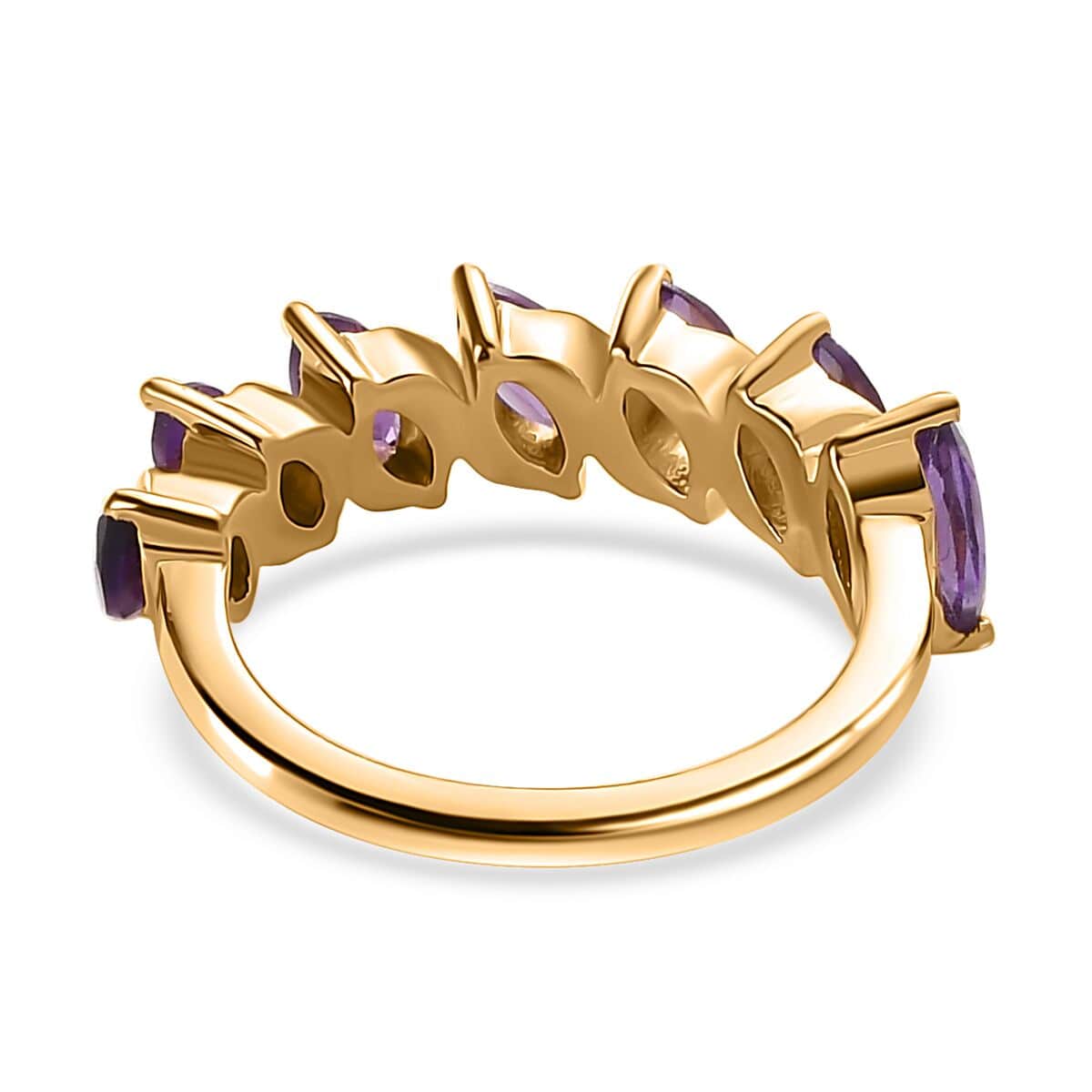 African Amethyst 7 Stone Ring in Vermeil Yellow Gold Over Sterling Silver (Size 10.0) 2.00 ctw image number 4