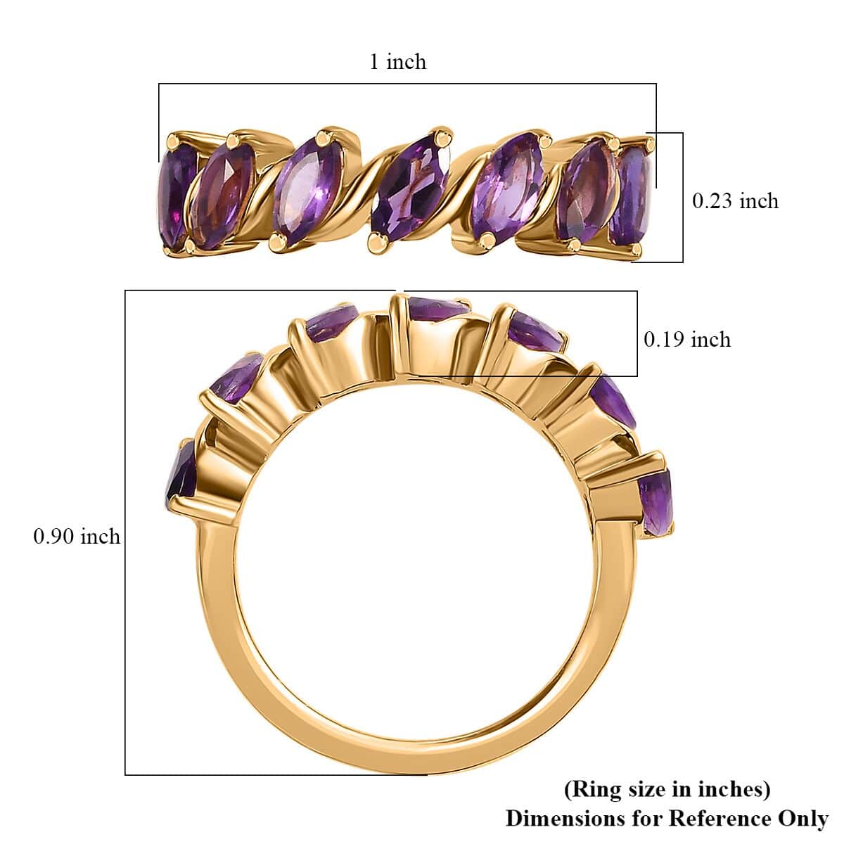 African Amethyst 7 Stone Ring in Vermeil Yellow Gold Over Sterling Silver (Size 10.0) 2.00 ctw image number 5
