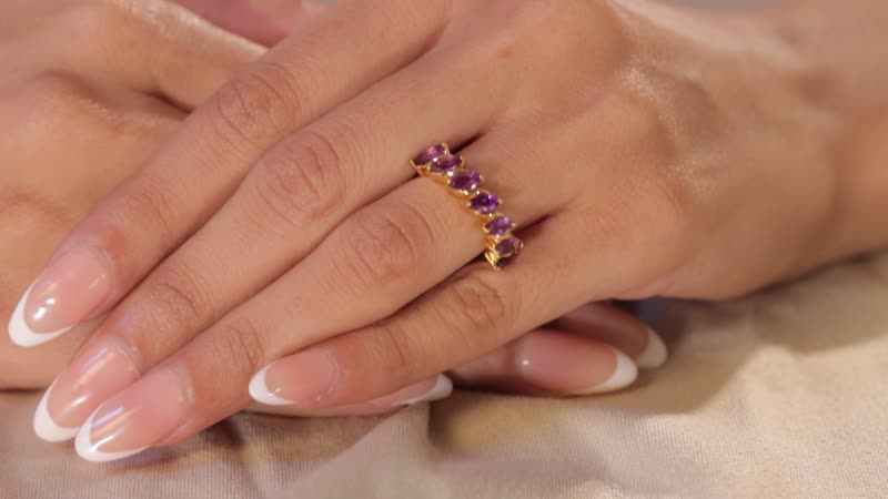 African Amethyst 7 Stone Ring in Vermeil YG Over Sterling Silver (Size 10.0) 2.00 ctw