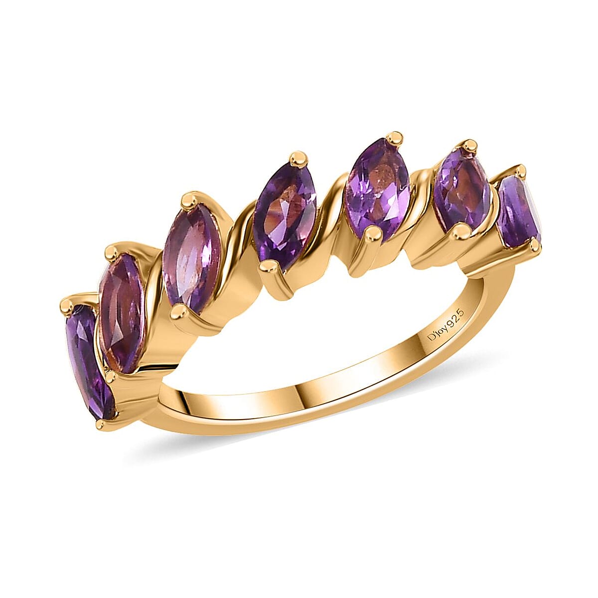 African Amethyst 7 Stone Ring in Vermeil Yellow Gold Over Sterling Silver (Size 8.0) 2.00 ctw image number 0