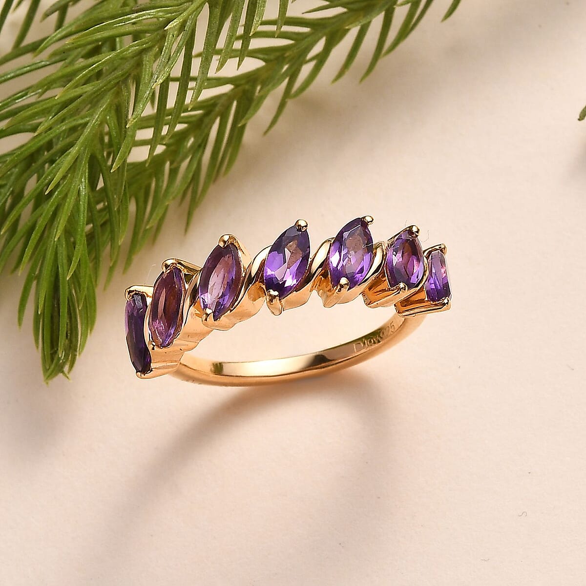 African Amethyst 7 Stone Ring in Vermeil Yellow Gold Over Sterling Silver (Size 8.0) 2.00 ctw image number 1