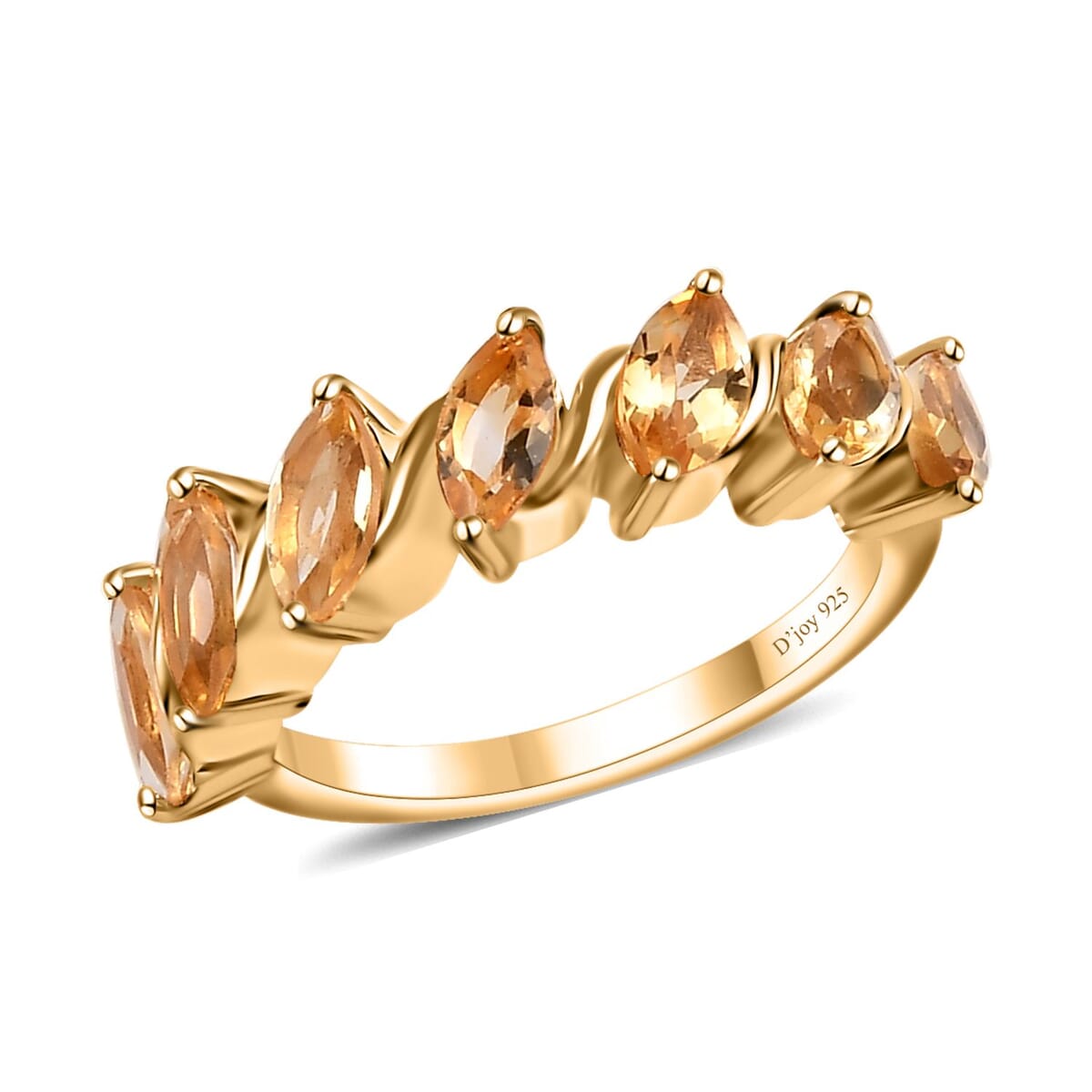 Brazilian Citrine 7 Stone Ring in Vermeil Yellow Gold Over Sterling Silver (Size 5.0) 2.00 ctw image number 0