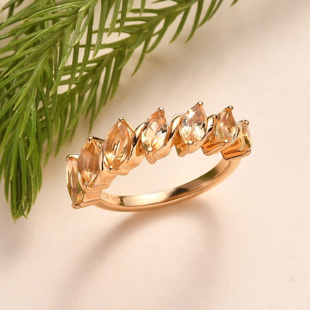 Brazilian Citrine 7 Stone Ring in Vermeil Yellow Gold Over Sterling Silver (Size 5.0) 2.00 ctw image number 1