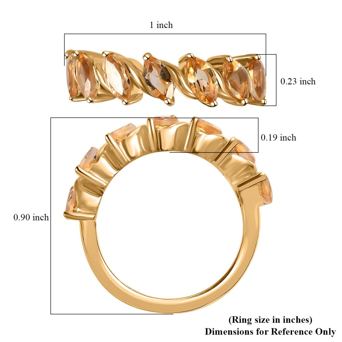 Brazilian Citrine 7 Stone Ring in Vermeil Yellow Gold Over Sterling Silver (Size 5.0) 2.00 ctw image number 5