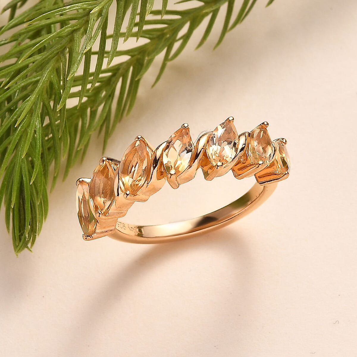 Brazilian Citrine 7 Stone Ring in Vermeil Yellow Gold Over Sterling Silver (Size 8.0) 2.00 ctw image number 1