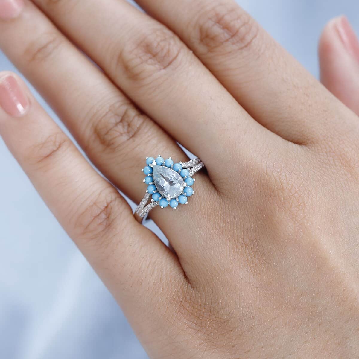Premium Mangoro Aquamarine and Multi Gemstone Ring in Platinum Over Sterling Silver (Size 10.0) 1.80 ctw image number 2