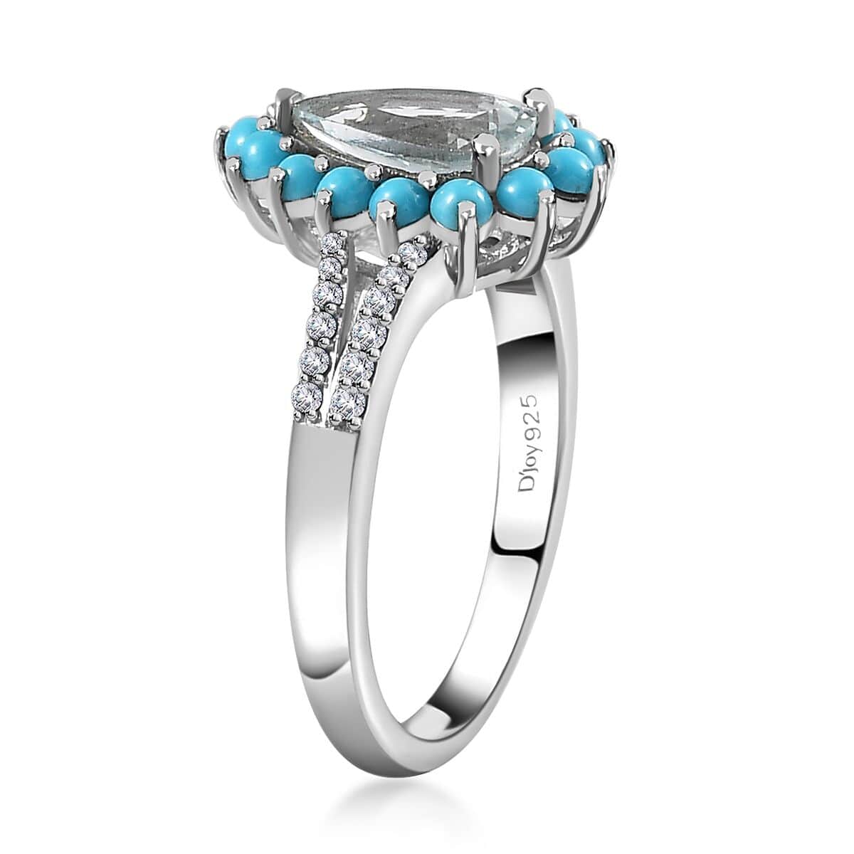 Premium Mangoro Aquamarine and Multi Gemstone Ring in Platinum Over Sterling Silver (Size 10.0) 1.80 ctw image number 3